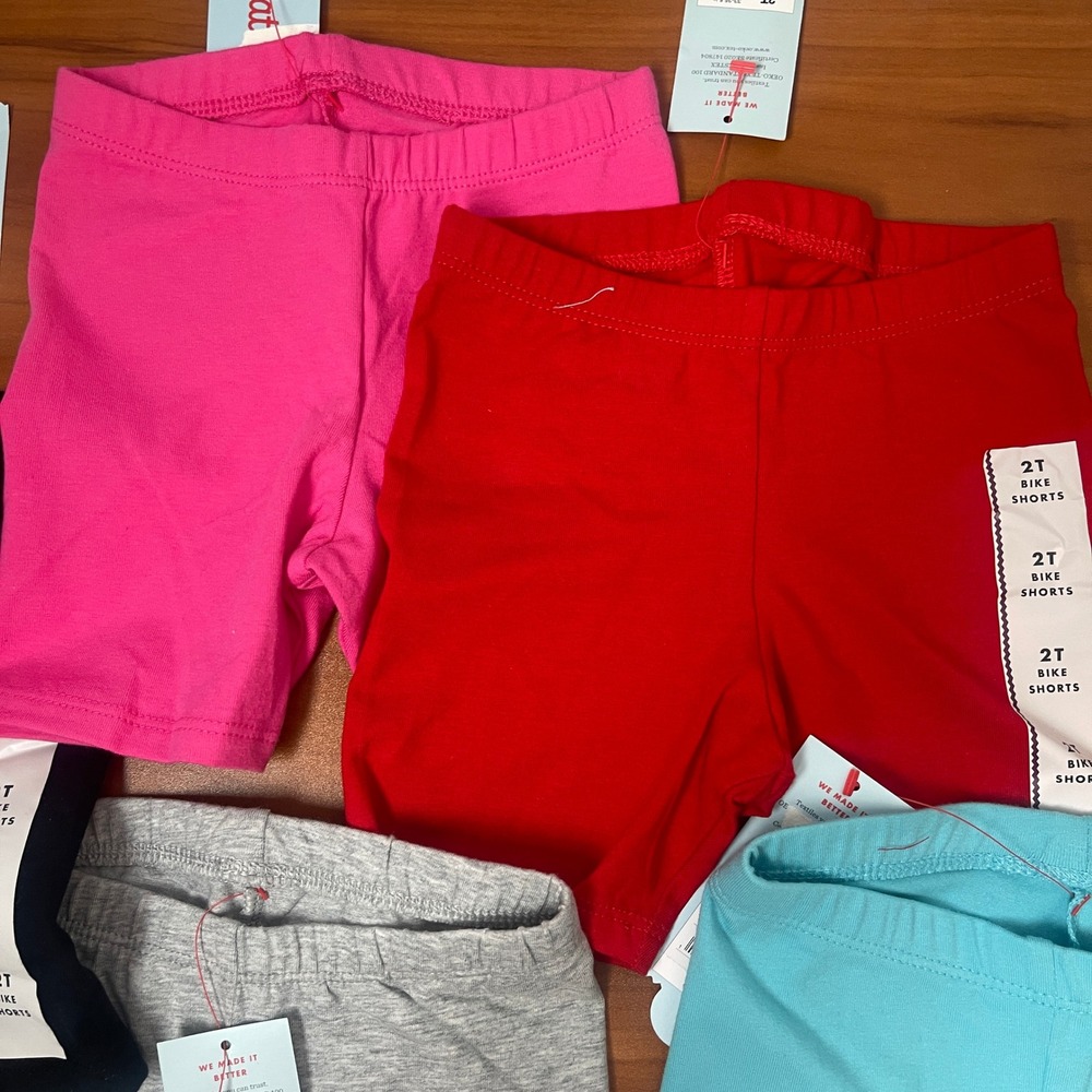 Lot of 5 Cat & Jack Girls 2T Bike Shorts Pink Red Blue Gray Black Toddler Bottom